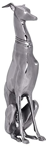 Wohnling Dekoration Design Dog aus Aluminium silbern Windhund Skulptur Hundestatue