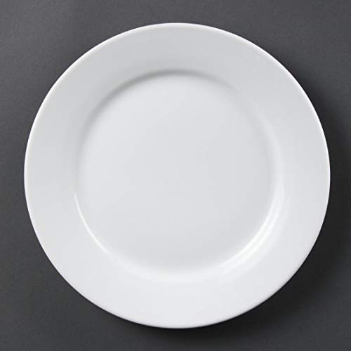 Olympia Whiteware Wide Rimmed Plates 250mm 250(Ø)mm/ 10. White. Pack quantity: 12.