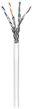 goobay CAT 6 Verlegekabel 100m, S/FTP PiMF doppelt geschirmt, Netzwerkkabel Starr AWG 23/1, auf Kabeltrommel, CCA, weiß - 94223