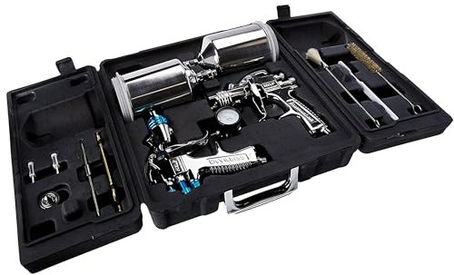 Devilbiss STARTINGLINE SLG-650 Spray Gun Set + Protective Case Kit Consists of SLG General Purpose Compliant Gun 1.3mm, HVLP Touch-Up Spray Gun 1.0mm + Cleaning Tools + Spare 1.8mm Fluid Tip & Needle