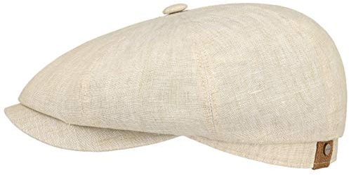 Stetson Hatteras Flatcap Leinen Damen/Herren - Mütze mit Baumwollfutter - Flat Cap mit Sonnenschutz UV 40+ - Schirmmütze Frühjahr/Sommer - Ballonmütze beige 59 cm