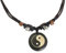 Surfer Cord Necklace with Yin Yang Carved Bone Pendant - Fully Adjustable - Black & Brown Cord