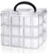 Kurtzy 3-Tier Craft Storage Box with 18 Compartments - Plastic Organiser Box for Medicine, Craft Supplies, Beads, Jewellery, Lego and Hair Accessories