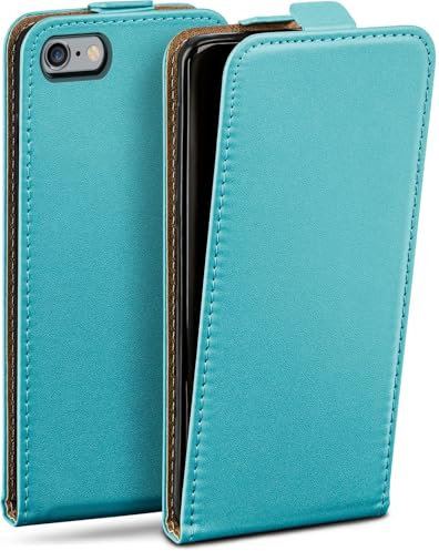 moex Flip Case für iPhone 6s / iPhone 6 Hülle klappbar mit 360 Grad Schutz, Handyhülle mit Displayschutz, PU Leder Handytasche Lederhülle, Flip Case Cover Klapphülle, Türkis