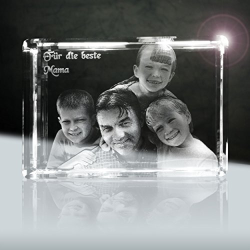 3Dglas 3D Glasportrait | XL Quader 110mm | 1 bis 5 Personen oder Tiere zB als Geschenk für die Familie