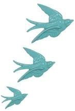 Sass & Belle Blue Vintage Style Ceramic Wall Art Plaques (3 Swallows, Stone, Duck Egg, Wall Plate)