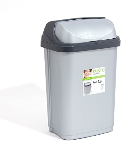 Mülleimer Mülltonne Abfalleimer Eimer Papaierkorb 25L silber Schiebedeckel