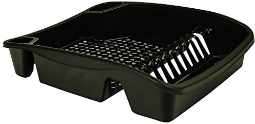 St@llion Black Large Plastic 12 Bays Dish Drainer with Cutlery Holder, Dish Drainer Plate and Cutlery Tray Rack, Kitchen Sink Utensil Holder Stand (Pack of 1)