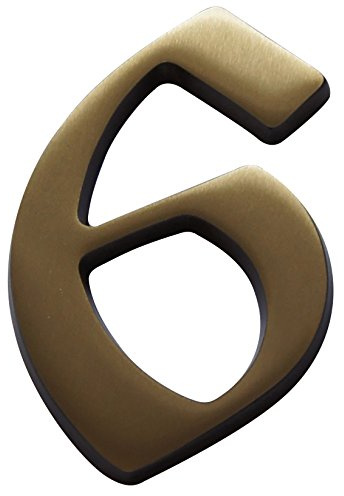 Alpertec Hausnummer 6 Bronze satiniert inklusive Schrauben und Dübeln, Höhe 120 mm, 35160060K1