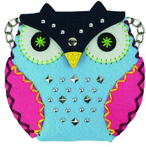 Kleiber + Co.GmbH Fitzbastel-Set Tasche Eule mit Nieten Filz-Bastelset, Fliz, Blau, 22,5 x 22,5 x 2,5 cm