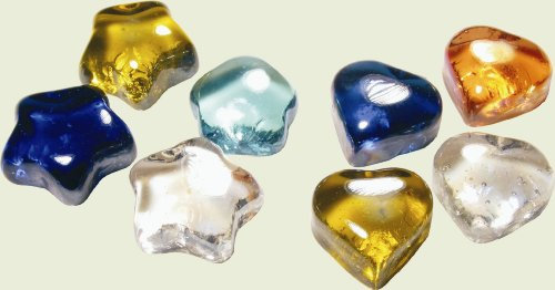 Glas-Nuggets Mosaik Herzen bunt mix; 1kg ca. 75 Stk