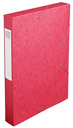 Exacompta 14009H 10er Pack Premium Sammelboxen mit Gummizug 40 mm breit aus extra starkem Colorspan-Karton mit Rückenschild für DIN A4 Archivbox Heftbox Dokumentenbox Zeichenbox Sammelmappe rot