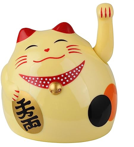 Superfreak Glückskatze - Maneki-Neko - rundliche Winkekatze 8 cm - beige