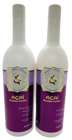 Eternity Liss Haarglätter Acai Keratin Full Kit – Shampoo und Keratin – Glättung für krauses Haar – Unisex