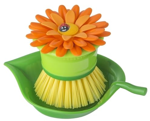 VIGAR Dishwashing Brush Bolito with Tray, Multicolor, Orange, 14,5 x 9,5 x 7,5 cm