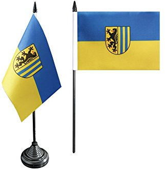 Flaggenfritze Tischflagge/Tischfahne Deutschland Stadt Leipzig + gratis Aufkleber