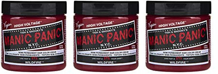 Manic Panic Wildfire Classic Creme, Vegan, Cruelty Free, Red Semi Permanent Hair Dye 3 x 118ml