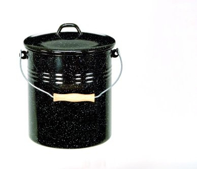 Krüger 2056822 Papelera con Tapa 10L Negro Esmalte