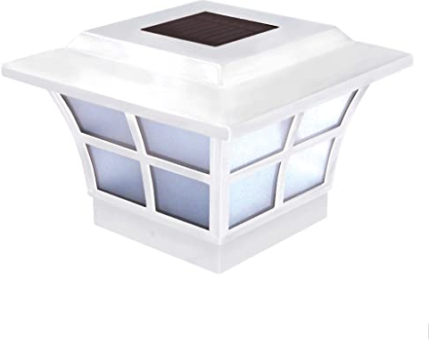 Classy Caps SL079W Prestige Solar-Pfostenkappe, PVC, 10,2 x 10,2 cm, Weiß, 4 x 4