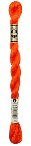 DMC 115 5-608 Pearl Cotton Thread, Bright Orange, Size 5