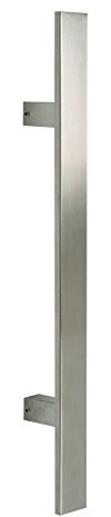 Edelstahl Haustür Stangengriff aus Flachprofil gerade Stützen Länge: 600mm
