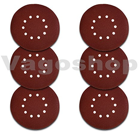 Vago-Tools 25 Stück Ø 225mm 10 Loch Körnung 60 Schleifscheiben Schleifpapier für Holz und Metall, hohe Standzeit, kletthaftend