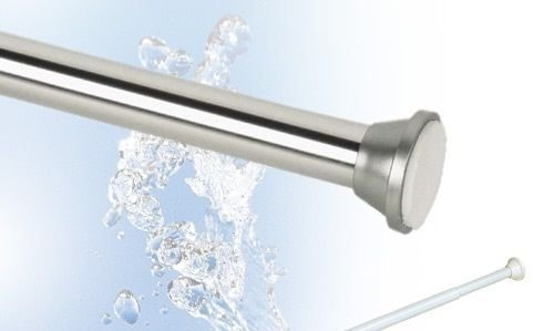DUSCHVORHANGSTANGE TELESKOPSTANGE KLEMMSTANGE FÜR DUSCHVORHANG! (140-250 cm, Silber glänzend) Gardinenstange