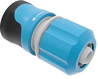 Cellfast ENERGO™ Raccord Rapide 1/2-5/8 pour Tuyau d'arrosage, SAFETOUCH, Plastique PC/ABS, Trois Colliers de Serrage, 53-130