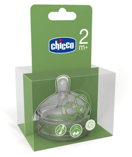 Chicco 00060074200000 Fläschchensauger, Step Up 2, 4+ Monate, 3 Löcher, schnell, 2 Stück