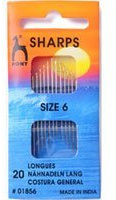 Pony Hand Sewing Needles Sharps: Size 6, Multi-Colour
