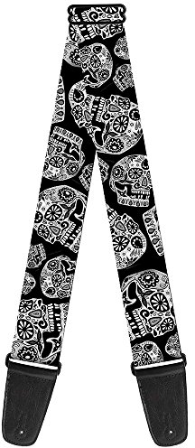 Buckle-Down Gitarrengurt – The Dust Of Living II Sugar Skulls schwarz/weiß – 5,1 cm breit – 73,7–137,2 cm Länge