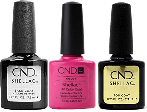 CND Original Shellac Hot Pop Pink Plus Base Coat Plus Top Coat 7.3 ml 1er Set 1 x 22 ml