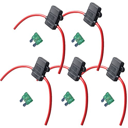 Mintice 5 X Voiture Boîte de Support ATC Fusible de Calibre Porte-Fusible Adaptateur 12 In-Line AWG Cuivre Fil 12V 30A Imperméable Lame Prise Standard