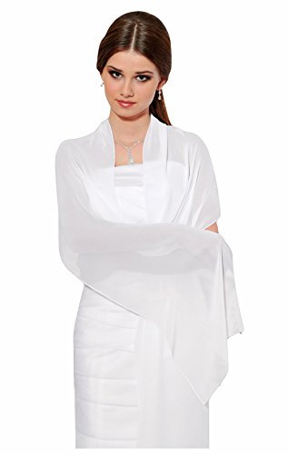 deine-Brautmode Stola Schal Chiffon Chiffonstola Hochzeit Chiffonschal Brautstola Seide, weiß