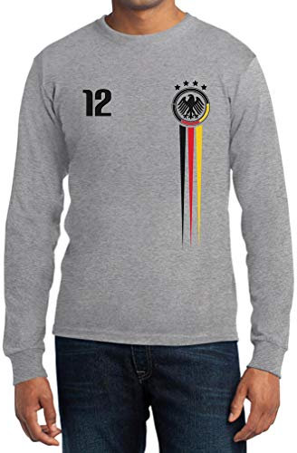 Der 12. Mann - Deutschland Nationaltrikot Fußball Fanartikel WM 2022 Langarm T-Shirt XX-Large Grau