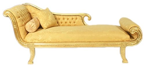 Casa Padrino Barock Chaiselongue Modell XXL Gold Muster/Gold- Antik Stil - Recamiere Wohnzimmer Möbel