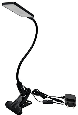 ENUOTEK Lampe de Travail Table Bureau Luminaire de Chevet a LED Clipsable Dimmable Tactile à Pince Noir, 5W SMD5630 LED Dimmable 3 Luminosité, Matériau Métallique de