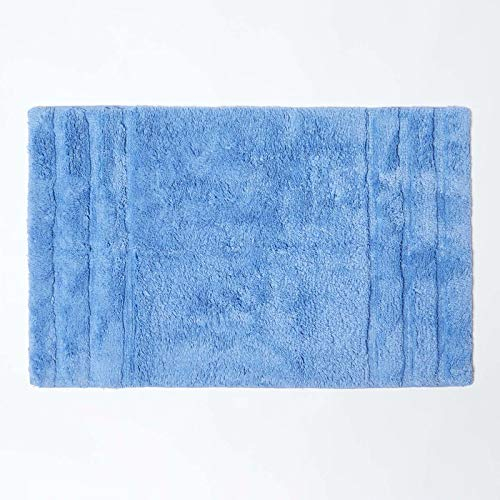 Homescapes 2-teiliges Badematten Set Spa Supreme bestehend aus Duschvorleger 50 x 80 cm und WC Vorleger 50 x 55 cm aus Reiner Baumwolle blau