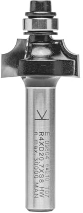 ENT 09804 Viertelstabfräser HW, Schaft (S) 8 mm, Durchmesser (D) 20,7 mm, NL 9,5 mm, R 4 mm, SL 32 mm, mit Kugellager