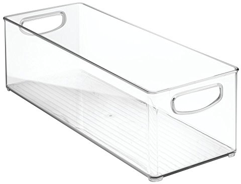 iDesign 64798EU Cabinet/Kitchen Binz Aufbewahrungsbox, extragroßer Küchen Organizer aus Kunststoff, lange Box, durchsichtig, Medium and Deep