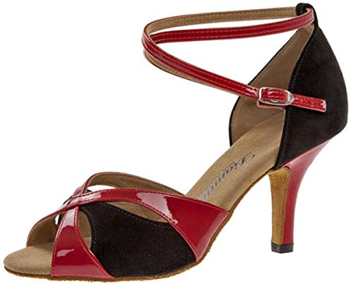 Diamant Donne Scarpe da Ballo 141-058-400 - Scamosciato/Vernice Nero/Rosso - 7,5 cm Slim - Misura: UK 1,5