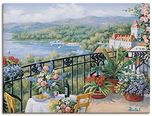 ARTLAND Wanddeko Leinwand Bilder Wandbild 120 x 90 cm Landschaften Garten Malerei Grün Unvergessliche Aussicht B0TL