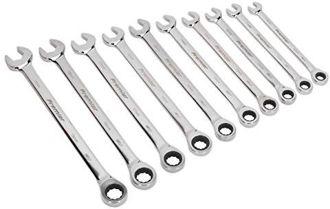Sealey Ak63914 Combination Ratchet Spanner Set 10Pc Extra-Long Metric
