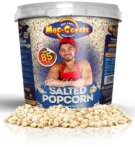 MacCorns The Popcorn Chef Salted Butter Popcorn Bucket - 10ltr Mega Bucket Salted Popcorn Seasoning for Kids & Adults - Traditional Pop corn for Movies & Party Garnish (400g)