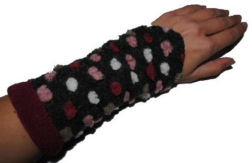 alles-meine.de GmbH grau Filz/Fleece Punkte Stulpe Pulswärmer Armstulpen Muff Stulpen Stulpe