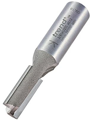 Trend Professional Straight Two Flute Router Cutter, 1/2 Inch Shank, 10mm Cut Diameter, Tungsten Carbide Tipped, 3/61X1/2TC