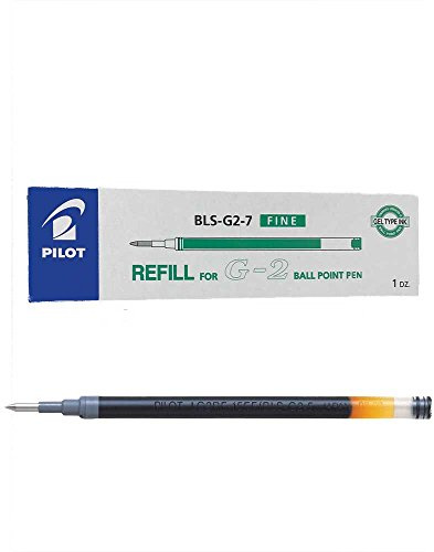 Pilot Pen G207 Green Gel Ink Refill Replacement Spare For G2, AlphaGel, G23, G2ex, Gel-X, Begreen G-Knock, ExecuGel & B2P Ballpoint Pens BLS-G2-7 (Pack Of 12)