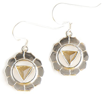 Ohrhänger Chakra Solarplexus-Chakra Manipura in 925er Sterling Silber mit Citrin Tetraeder, Chakraschmuck Ohrringe
