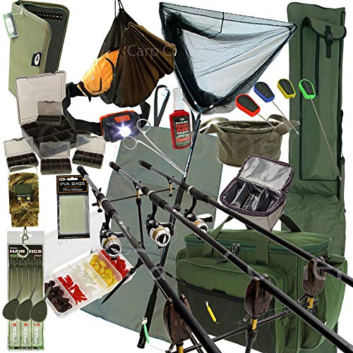 Carp-Corner Deluxe-Karpfen-Angel-Set, komplettes Angel-Set mit Ruten, Spulen, Alarm, Ausrüstung und Köder
