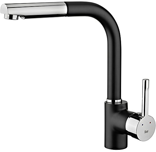Grifo De Cocina Teka Monomando Ark 938 Color Negro Ref 23938120N Caño Alto Extraible